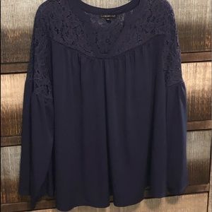 Lane Bryant navy blue long sleeve blouse 18/20